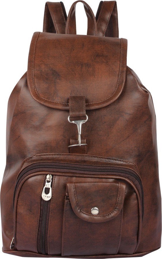 PU Leather College Bag Girls 6 L Backpack  (Tan)